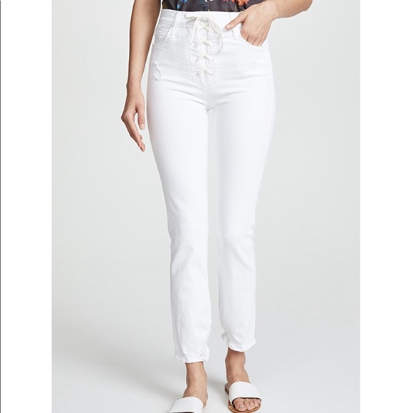 NEW • Mother • The Dazzler Lace Up Jeans White 27 - Picture 2 of 8
